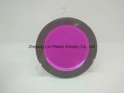 Plastic Plate, Disposable, Tableware, Tray, Dish, Colorful, PS, SGS, Silver Rim Plate, PA-03