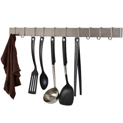 Modern Sliver Kitchen Wall Mounted Utensil Hook Rail