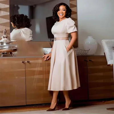 Round Neck Business Chic Belted MIDI Dress
