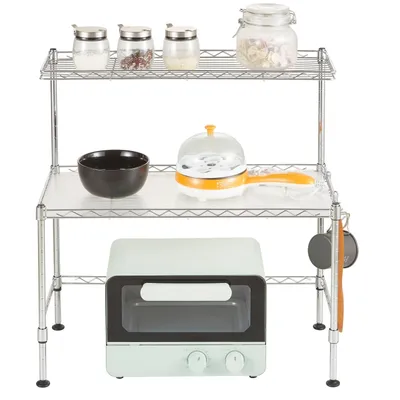 Small Kitchen Countertop Organizer 2 Tiers Stackable Wire Shelves for Spice Pantry