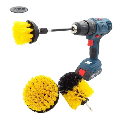 All Purpose Power Tools 3PCS Yellow Scrubber Cleaning Drill Brush Kit for Car Tile Grout