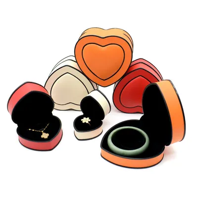 New Heart-Shaped PU Leather Jewelry Box for Engagement Rings, Pendants, and Bracelets