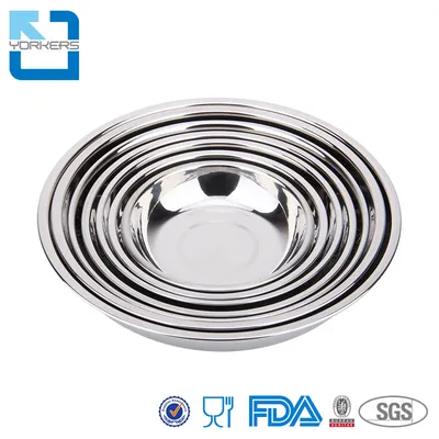 Home Kitchen Stainless Steel Shallow Serving Dishes Plate Metal Dinner Plates