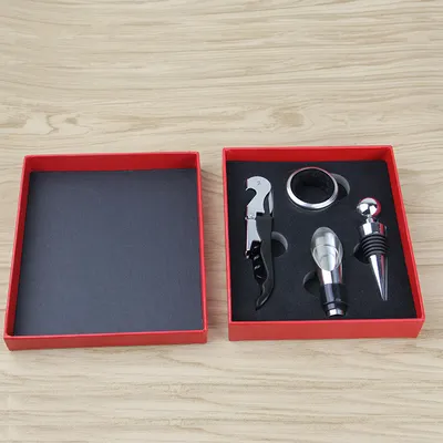 Wholesale Customized Wine Bottle Opener Set Pouring Set Stainless Steel 4-Piece Gift Box
