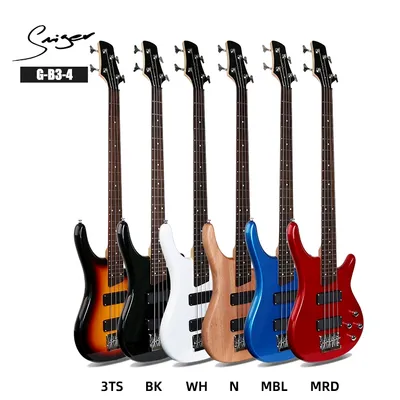 G-B3-4 Wholesale Smiger Brand Left Handed Mahogany Body Preamp 4 String Electric Bass Guitar Kit