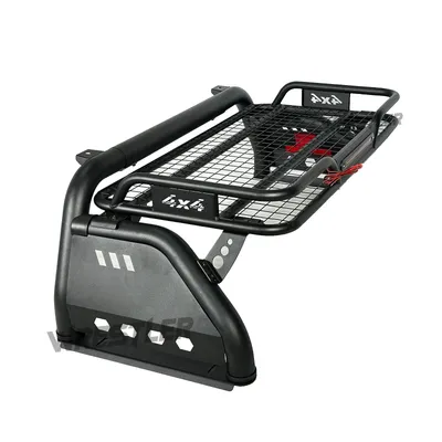 Light Texture Black Roll Bar with Brake Light and Rack for 4X4 Pickup Accessories Ranger Raptor Hilux Revo Np300 Triton Dmax