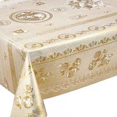 Rectangle Spill Proof Plastic Embossed PVC Polyest Tabl Cloth