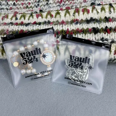 Custom Your Logo Cosmetic Mini Clear PVC Zipper Bag Packaging Jewelry Earring Ring Letter Frosted Zip Lock Pouch Bag