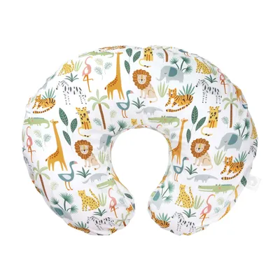 Nursing Pillow Original Support, Colorful Wildlife, Ergonomic Nursing Essentials for Bottle and Breastfeeding, Firm Fiber Fill, with Removable Nursing Pillow