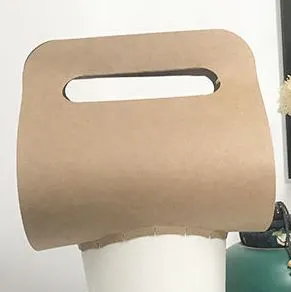 Printed Disposable Paper Coffee Cup Handle Carrier 16oz