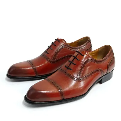 Men Shoes Pure Handcrafted Lace-up High Grade Cowhide Leather Formal Dress Shoes