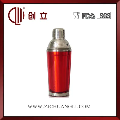350ml Red Color Double Wall Mini Plastic Cocktail Shakers