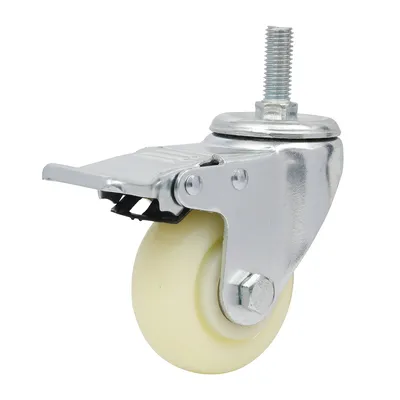 3-Inch Medium-Duty White PP Screw Caster Wheels Barrow with Whole Brake