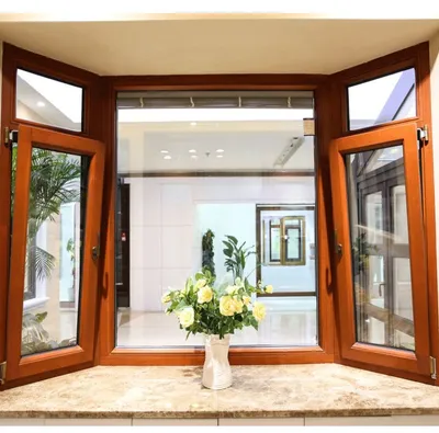 Tilt and Turn Energy Efficient Aluminum Wood Casement Glass Window for House