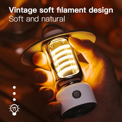 Factory Retro Camping Light Rechargeable LED USB Flame Lamps Camping Vintage 5 Gears Warm Light Hanging Lantern Outdoor Lighting