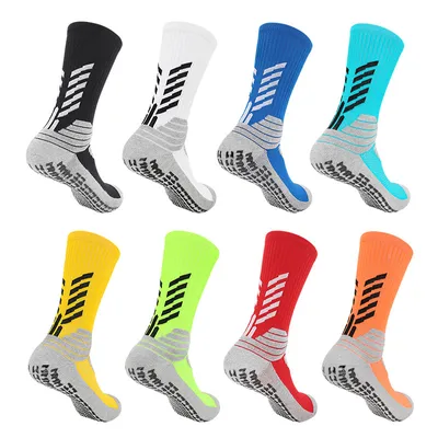 Men Nylon Breathable Football Padded Socks Grips Athletic Non Slip Terry Crew Sports Pads Sport Soccer Football Socks