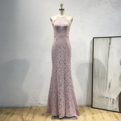 Women Halterneck Lace Maxi Dress
