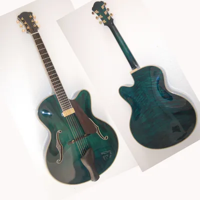17inch Handmade Jazz Guitar Green Color 6strings