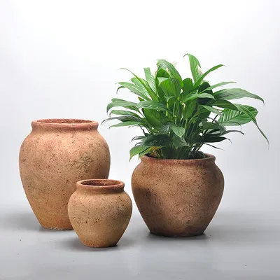 Rustic Classic Style Rough Surface Cement Ikebana Vase Vintage Home Decor for Outdoor Garden