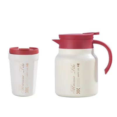Colorful Tea Language Set Food Grade Silicone 04 Stainless Steel Liner Garnet Red