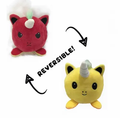 Cute Colorful Diffrent Animal Reversible Unicorn Plush Doll Double Faced Smile Angry Plush Toy Mood Octopus