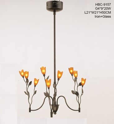 Tulips New Premium 9-Light Pendant Lamp in Amber & Bronze (HBC-9157)