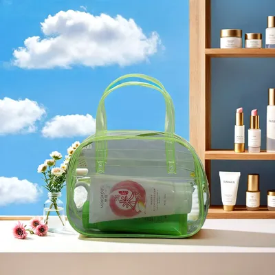 Eco-Friendly Custom Toiletry Bag with Clear PVC and Handles