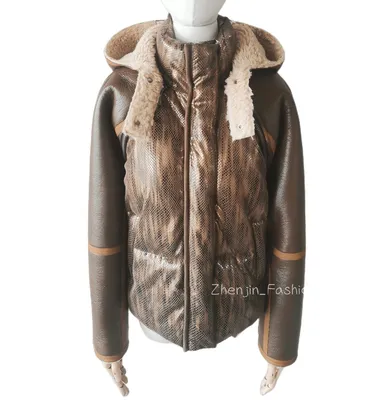 Brown Leather Men Custom Made Clothing Bomber Jacket with Hood