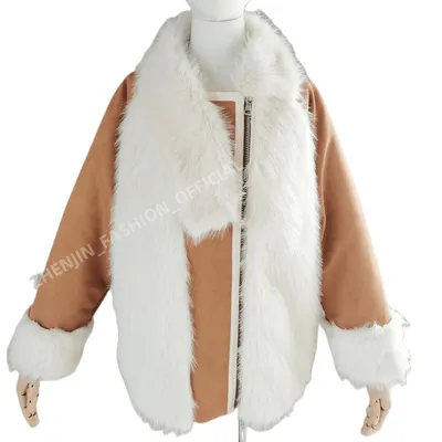 Ladies Faux Fur Leather Jacket Warming Jacket PU Soft Jacket