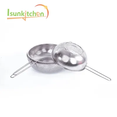 Steel Handle Punching Holes Basket Colander Stainless Steel Strain Colander Set