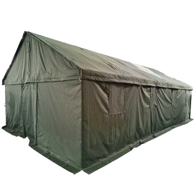 Double Safe Camping 8X4.5m Customize Emergency Frame Structure Triple Layers Canvas Cotton Outdppr Tensile Tactical Tent