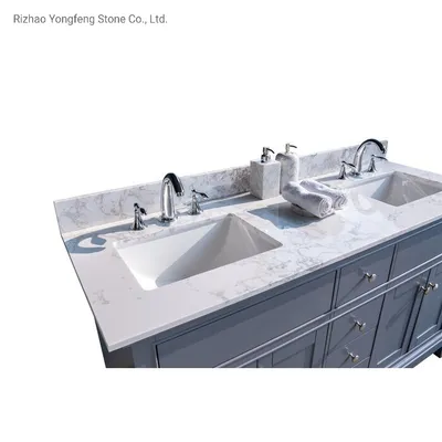 Double Bathroom Vanity Top in Carrara White with Sink