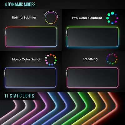 Custom Logo Printed Waterproof RGB Gaming Mouse Pads with 1 USB