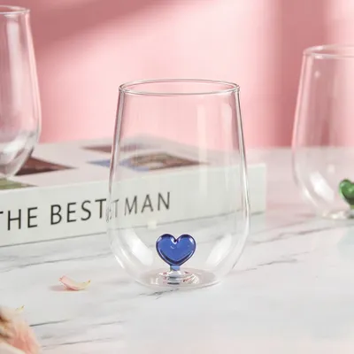 3D Heart Decoration Heat-Resistant Glass Cup Cocktail Glass Valentine's Day Gift
