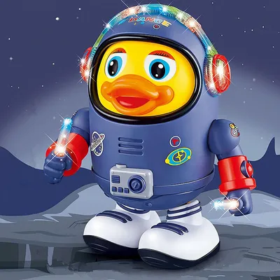 B/O Plastic Walking Duck Electric Dancing Space Duck Toys for Kids
