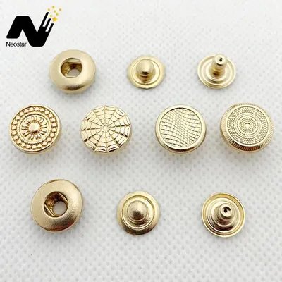 Gold Color Fashionable Stocking Brand Logo Stamped Shirt Metal Snap Button for Clothing