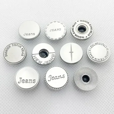 Zinc Alloy Button Making Custom Engraved Logo Name Metal Jeans Rivet Button for Clothes
