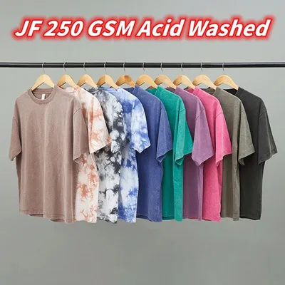 250 GSM off Shoulder Acid Washed Distressed 100% Cotton Oversized T-Shirt