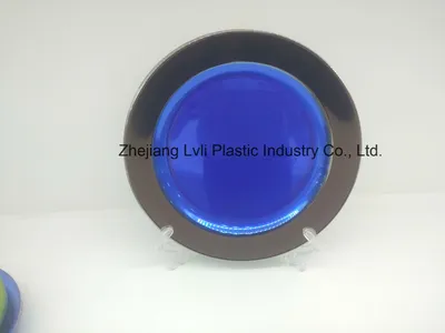 Plastic Plate, Disposable, Tableware, Tray, Dish, Colorful, PS, SGS, Silver Rim Plate, PA-02