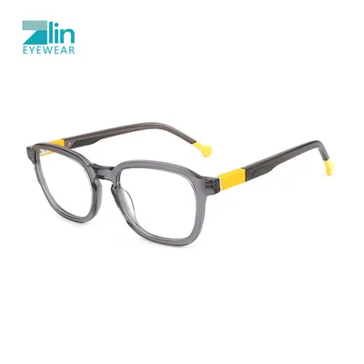Retro Fashion Custom Logo Men Square Lamination Acetate Frames Eyeglasses