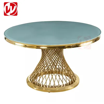 Elegant Round White Glass and Stainless Steel Wedding Table