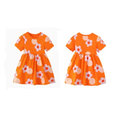 A-Line Design Skirt Kisd's Skin Friendly Dress Cute Pattern Decoration Girls Summer Dress