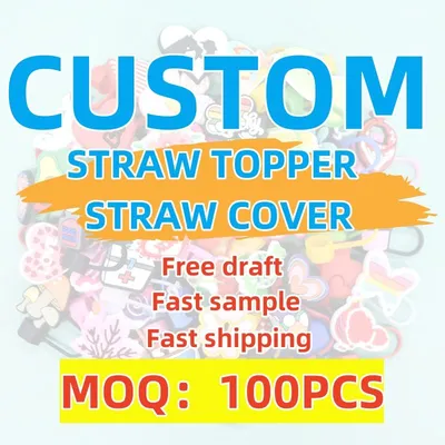 Customizable PVC Silicone Straw Toppers for Festive Occasions