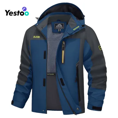 Men's Hooded Windproof Water Resistant Rain Windbreaker Outdoor Jacket