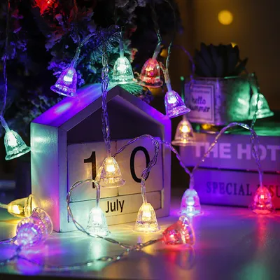 Christmas Tree Decoration LED Light String Small Bell Decoration Room Wind Chime Light String