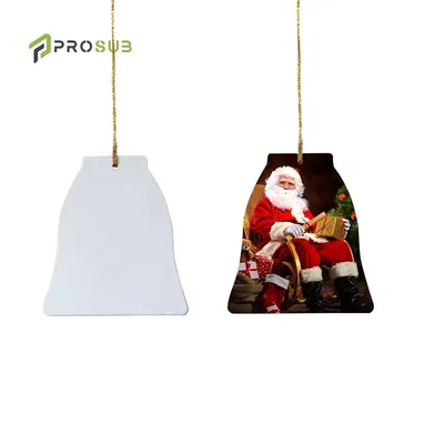 Prosub Wholesale PBT Christmas Ornaments Bell Shape 73X65mm Durable Eco-Friendly Sublimation Customizable
