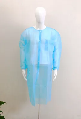 35GSM Lab Coat PP Non-Woven Work Clothes Disposable Isolation Gown FDA Approved  Blue Lab Coat