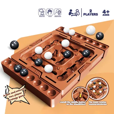 Kids Rotatable Four-in-a-Row Strategy Chess Game, Orbital Logic Board Game, Educational Competitive Desktop Party Toy for 2 Players