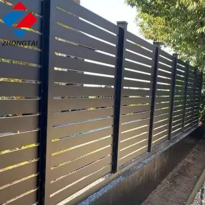 Black Powder Coated Backyard Aluminum Alloy Privacy Slat Fence