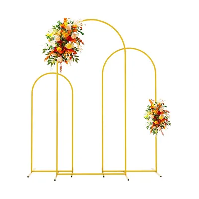 Metal Arch Backdrop Stand, 6.6 FT Reusable Golden Balloon Arch Frame for Wedding Birthday Party Valentine Baby Shower Background Decoration